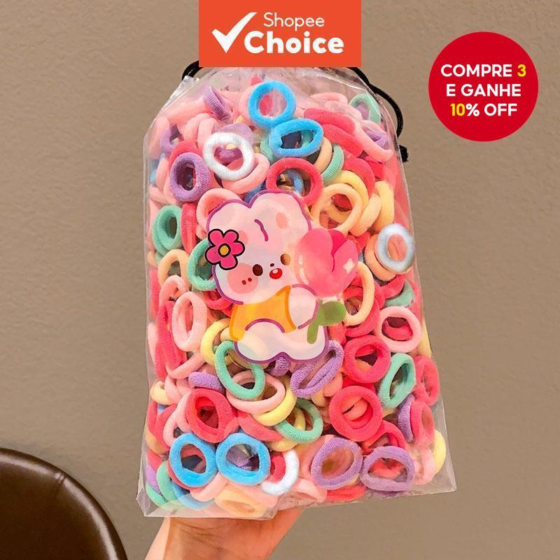 100 Peças De Faixas Elásticas De Cabelo Estilo Aleatório – Tiaras De Nylon Coloridas Para Rabo De Cavalo De Meninas