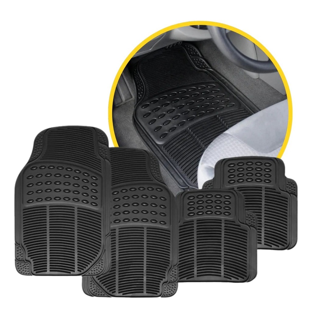 Jogo De Tapetes Automotivos Universal Para Carro Borracha Grossa Preto pvc esportivo