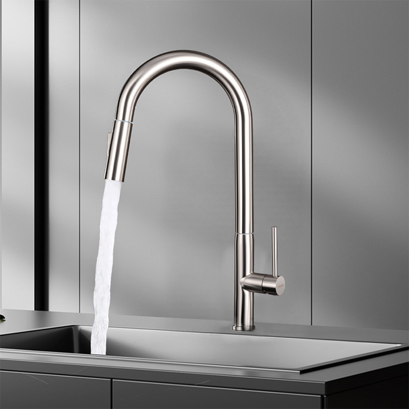 Torneira para Cozinha Monocomando Inox 304 com Mangueira Retrátil 2 Modos de Jat
