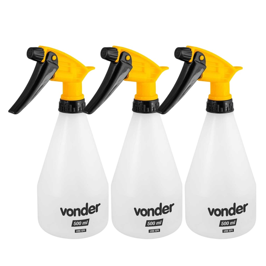 Kit 3 Borrifadores Manual Pulverizador 500ml Regulável em Spray Jato Jardim Faxina e Estética Vonder
