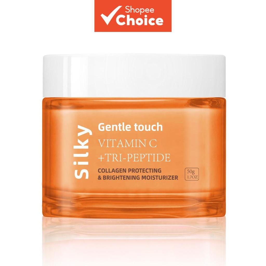Creme Hidratante Facial Vitamina C + Tri-Peptídeo – Creme Facial Diário Clareador e Hidratante, Leve, para Pele Macia e