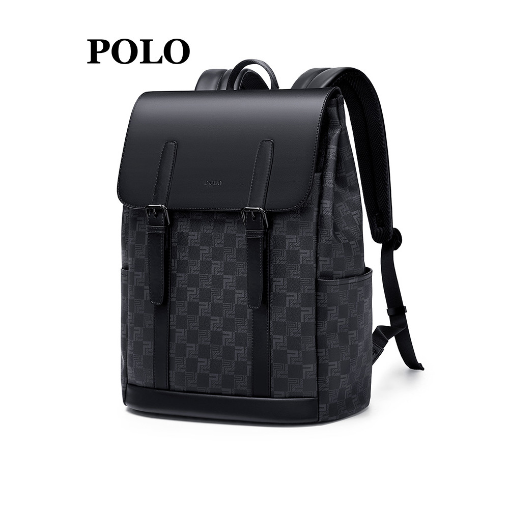 Polo mochila de negócios masculina High-End sentimento PVC mochila 50cm saco de computador estilo britânico aleta Commut