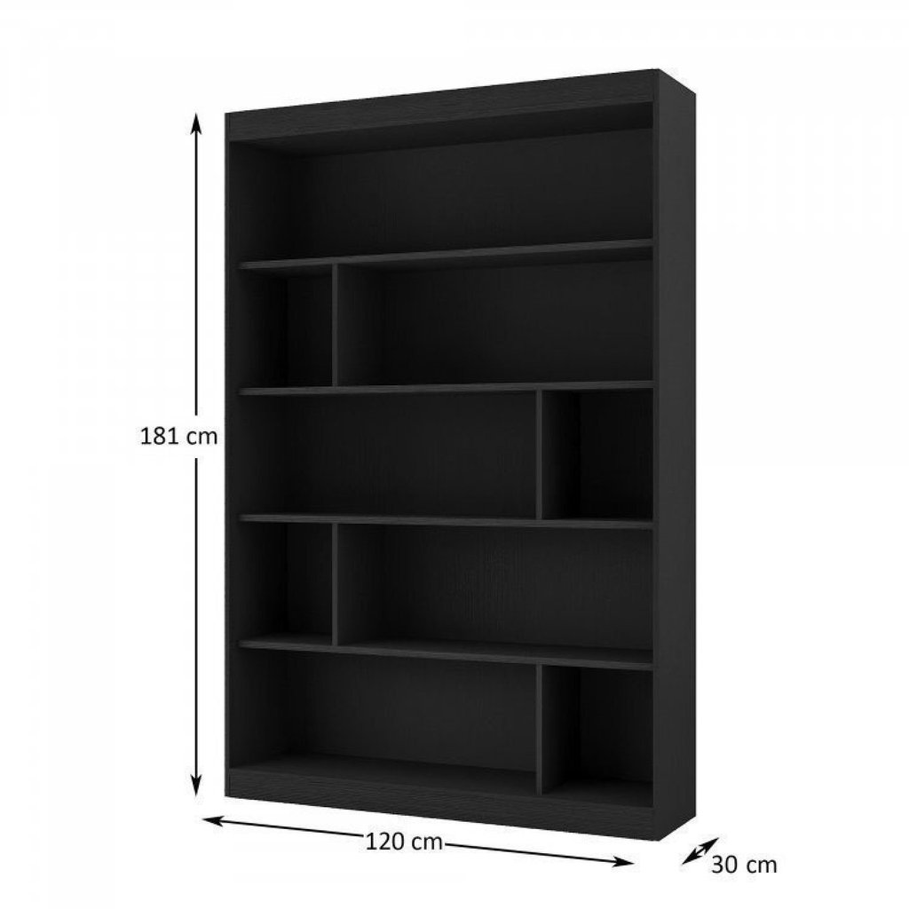 Estante para Livros 4 Prateleiras 181x240cm Home Office Yescasa Preto Ônix TX