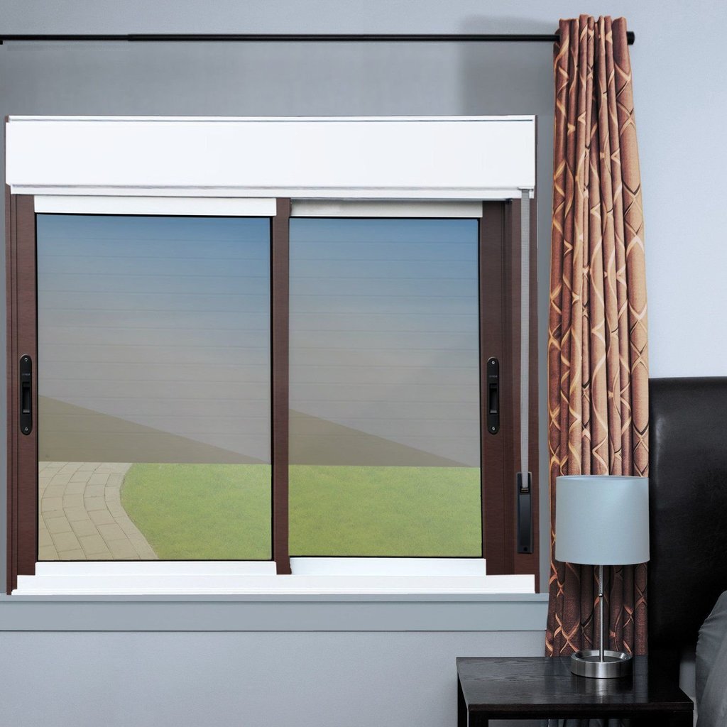 Janela Elite 2 Folhas Moveis com Persiana Integrada 140 X 120 Vidro Reflex Mix Corten