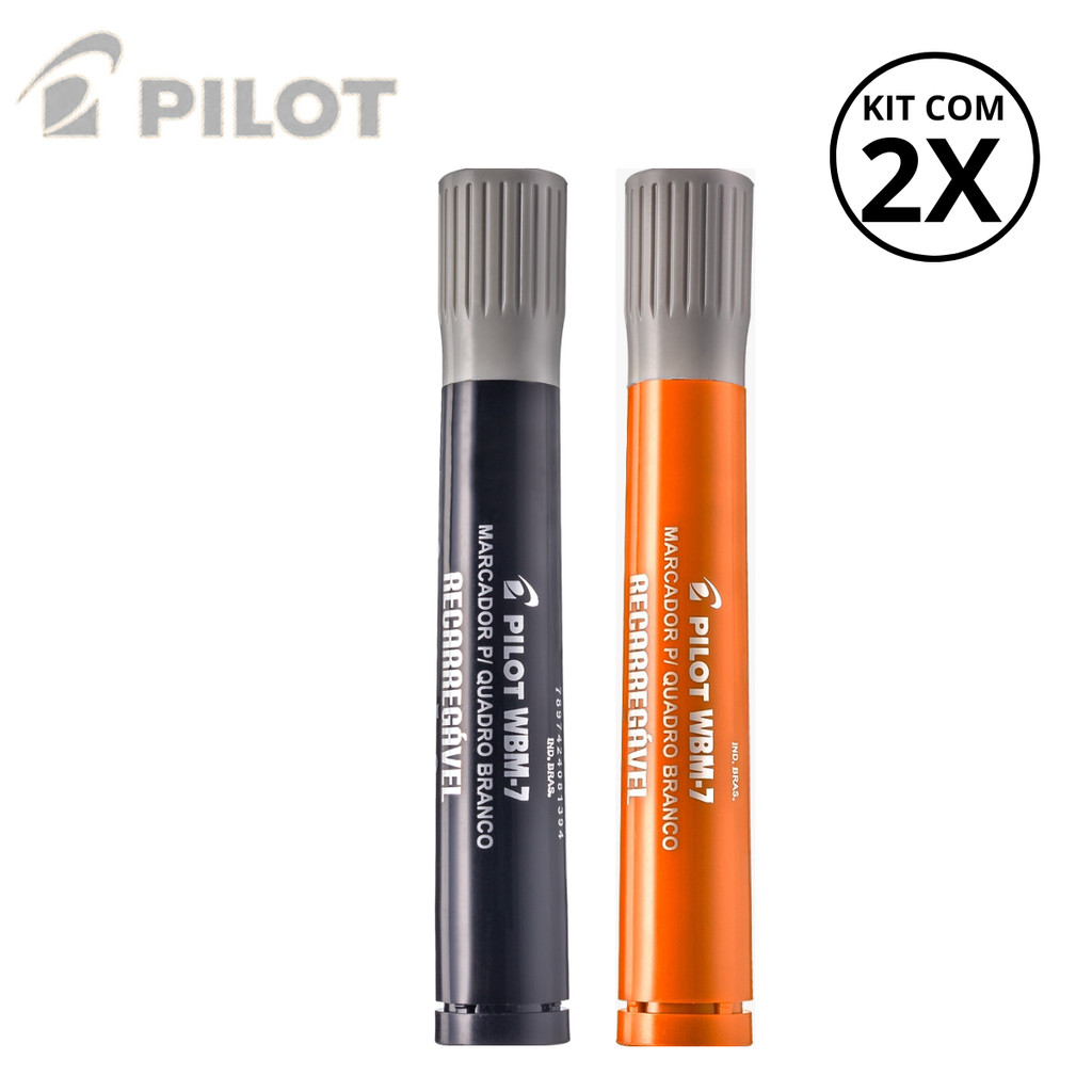 Kit com 2 Marcadores Para Quadro Branco WBM-7- PILOT Cor:Preto+Laranja