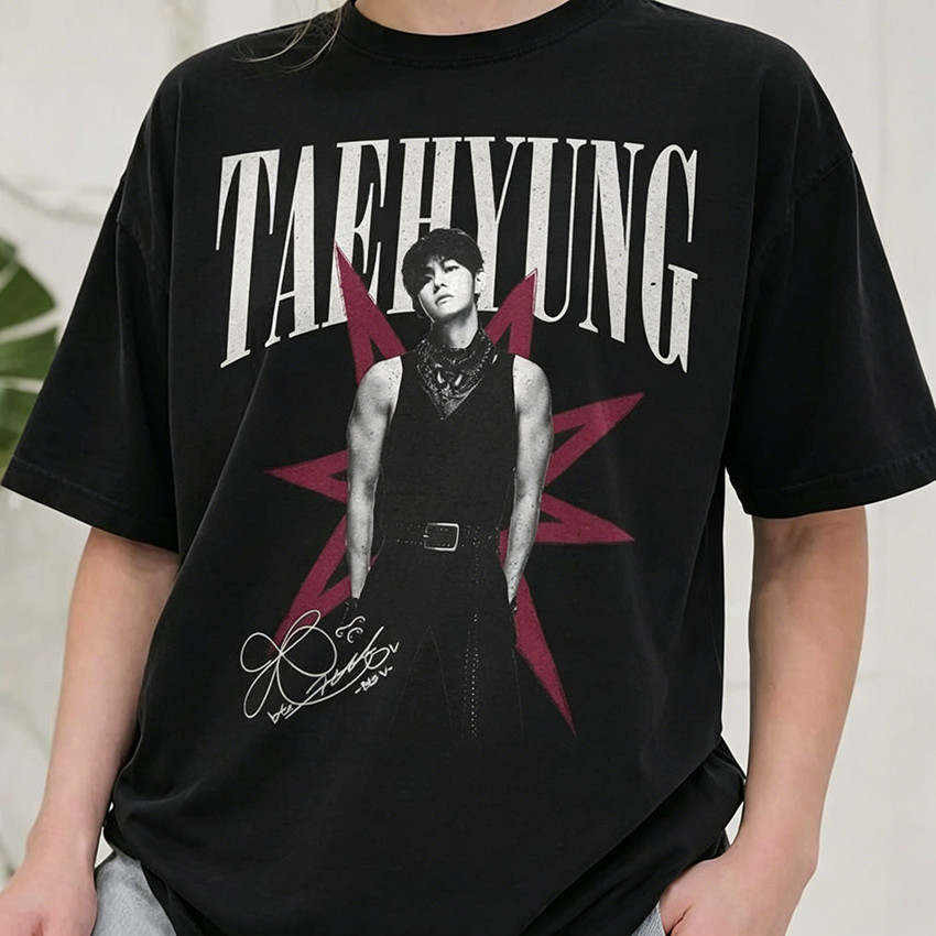 Camiseta Masculina Feminina Oversized Estampa Taehyung Kpop, T‑shirt Streetwear, Camiseta Unissex Estampada, Moda Urbana