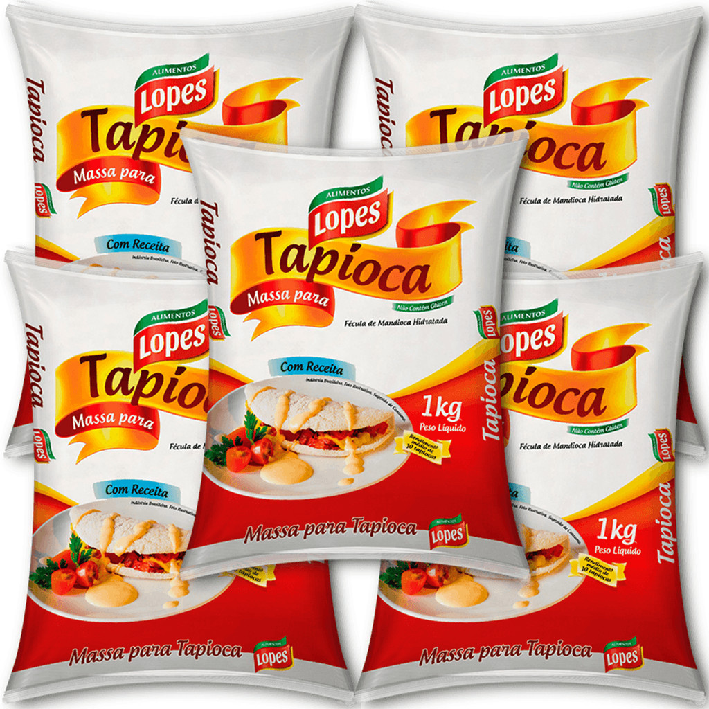 Kit 5 Tapioca Semipronta 1kg Alimentos Lopes