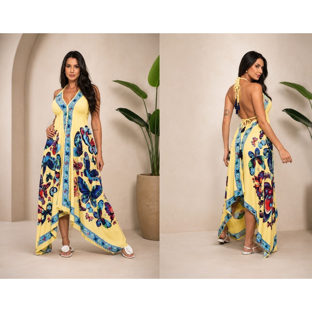 Vestidos elegantes dois lenço costa nua feminino Vestido branco elegante vestido ponta indiano