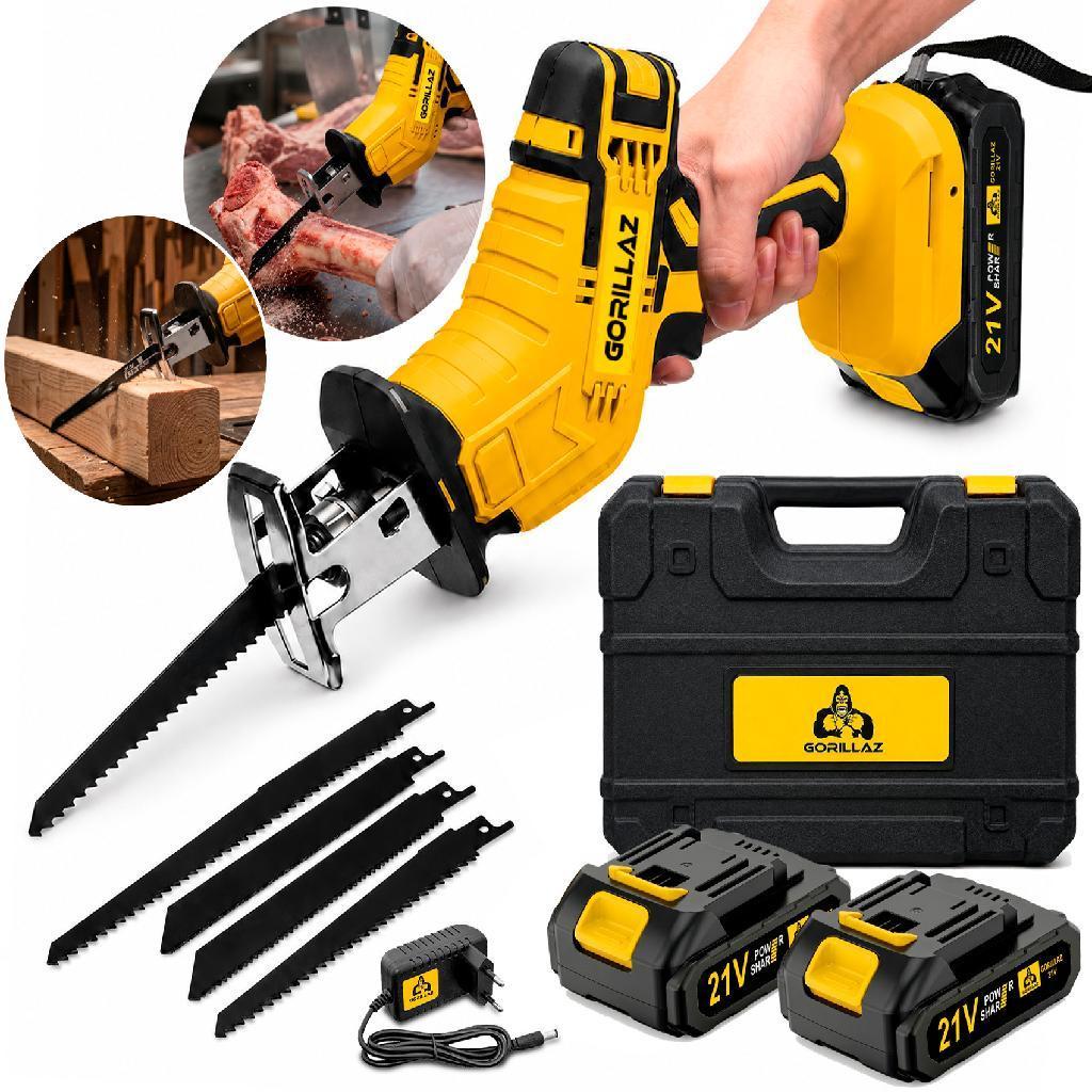Serra Sabre Elétrica Bivolt Profissional Portátil Sem Fio Com 2 Baterias Corta Carne Ossos