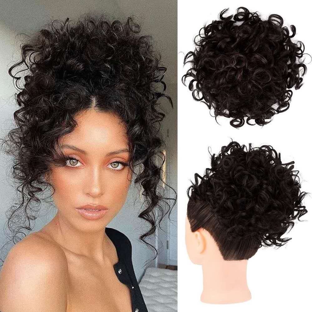 Aplique Coque Afro Puff Enrolado Fibra Orgánica com Regulagem DW803