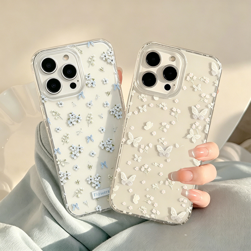 Pequena Azul Branco Flores Caso De Celular Para Samsung Galaxy A56 A36 A57 A07 A26 A55 A35 A15 A54 A53 A16 5G Capa De Si