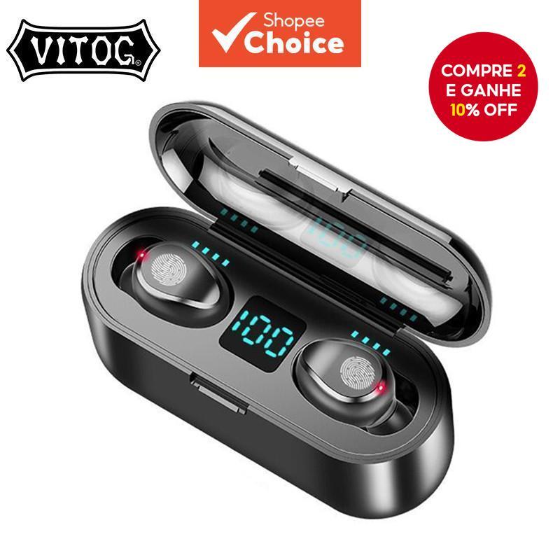 Vitog F9 Tws Fones de Ouvido Sem Fio Bluetooth Display LED Fone de Alta Qualidade Microfone — R$ 41,50 em Shopee