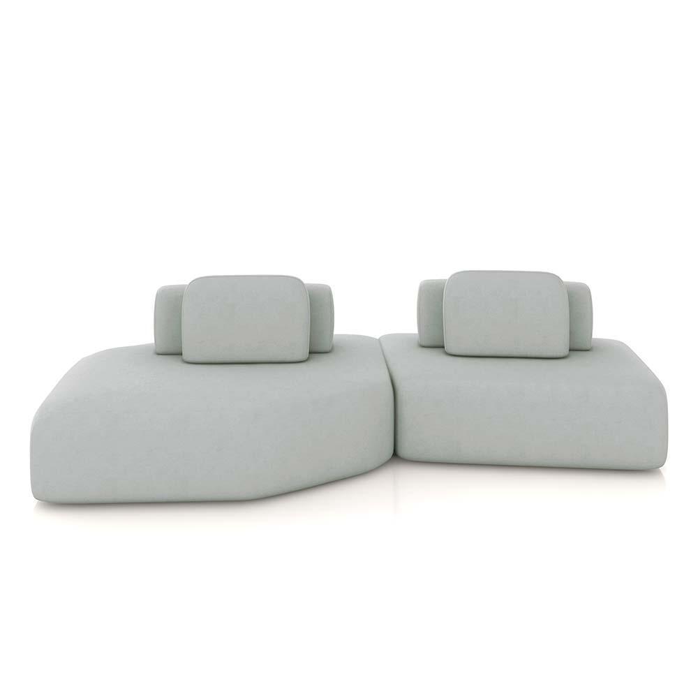 Imagem Sofá Ilha Dakota 2 Módulos 310cm Encostos Almofadas Soltas Veludo Cinza Claro G33 - Gran Belo