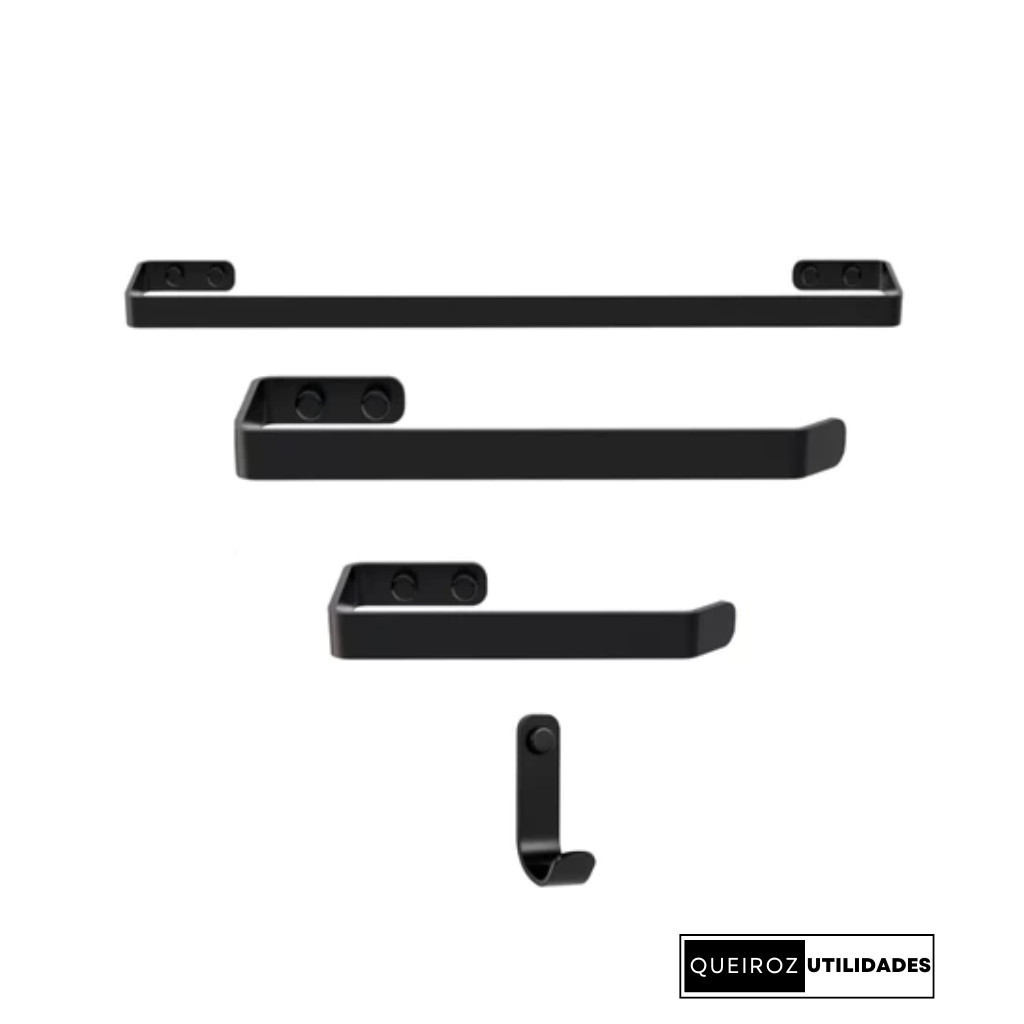 Kit de Banheiro Completo 4 Peças em Metal – Suportes Porta Toalhas e Acessórios de Banho - oferta! em Oferta na Shopee