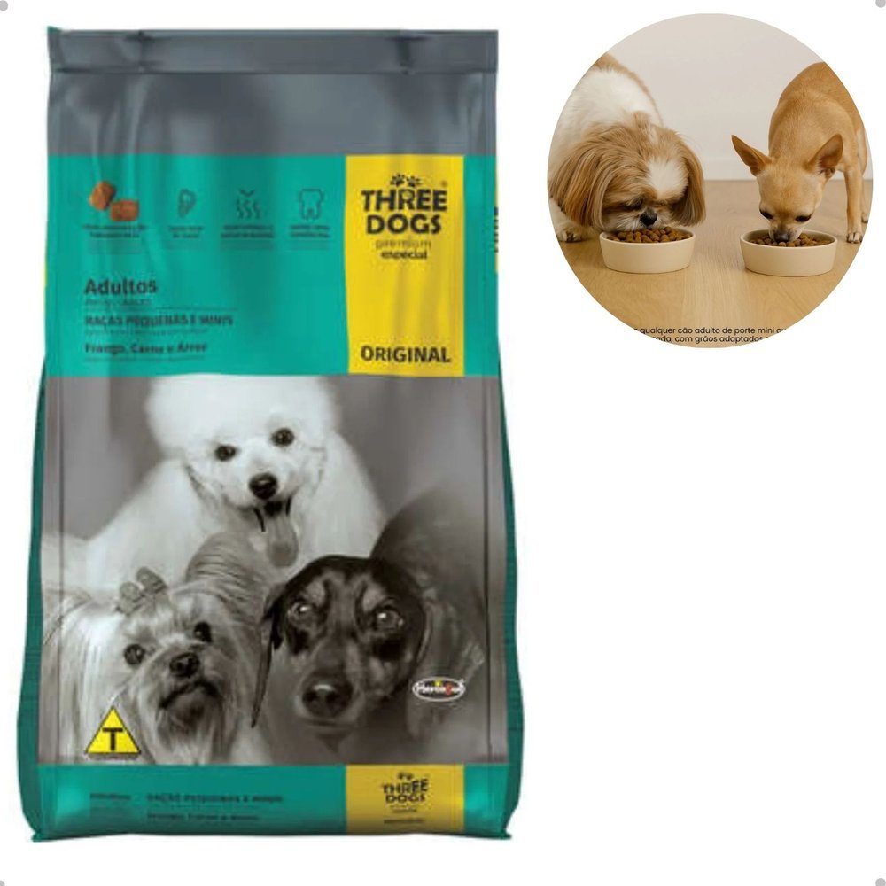 Ração Three Dogs Original Adultos Raças Pequenos e Mini 15kg em Oferta na Shopee
