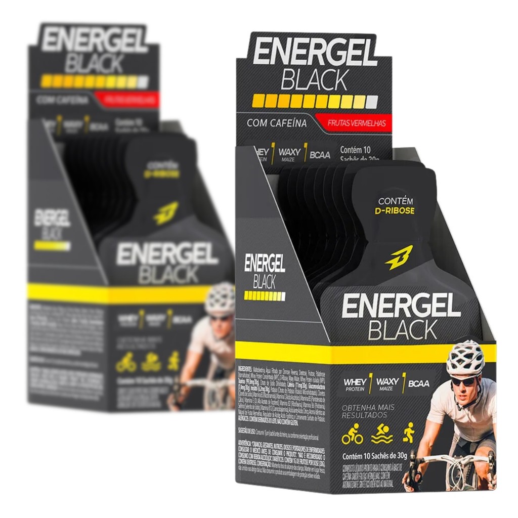 Kit 2x Energel Black Cx C/ 10 Saches Bodyaction SABOR:FRUTAS VERMELHAS em Oferta na Shopee