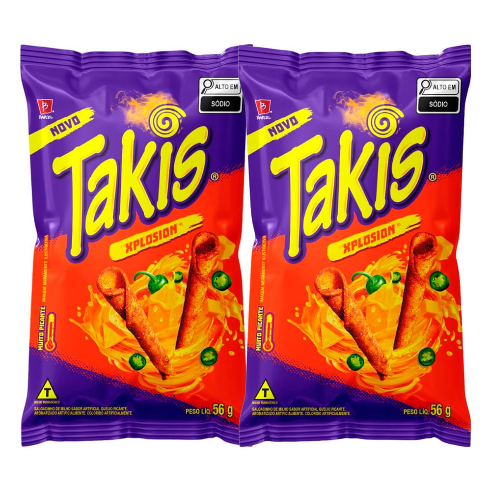 Kit 2 Salgadinho de Milho Picante Xplosion Takis Pacote 56g