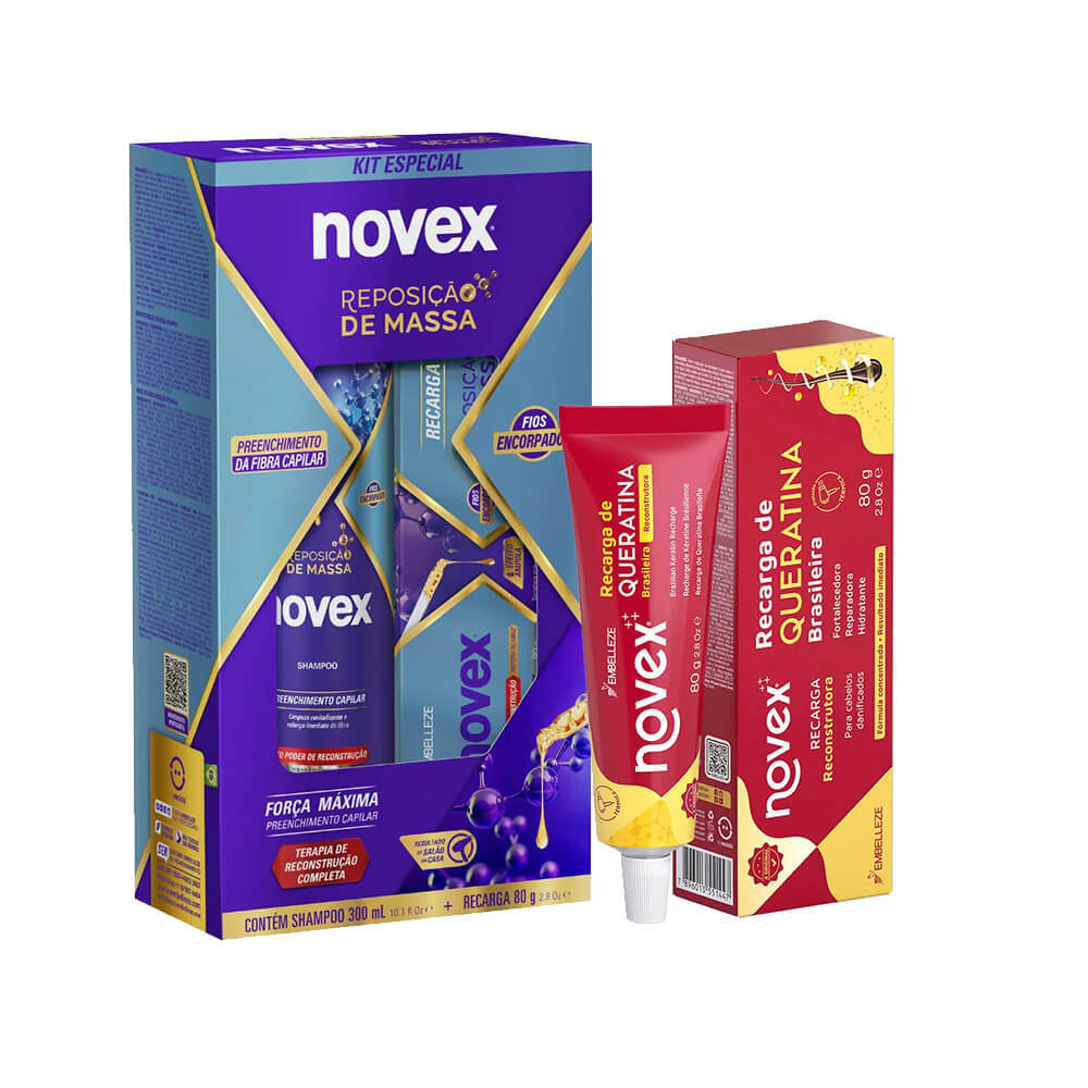Kit Premuim Novex Reposição De Massa + Recarga De Queratina em Oferta na Shopee