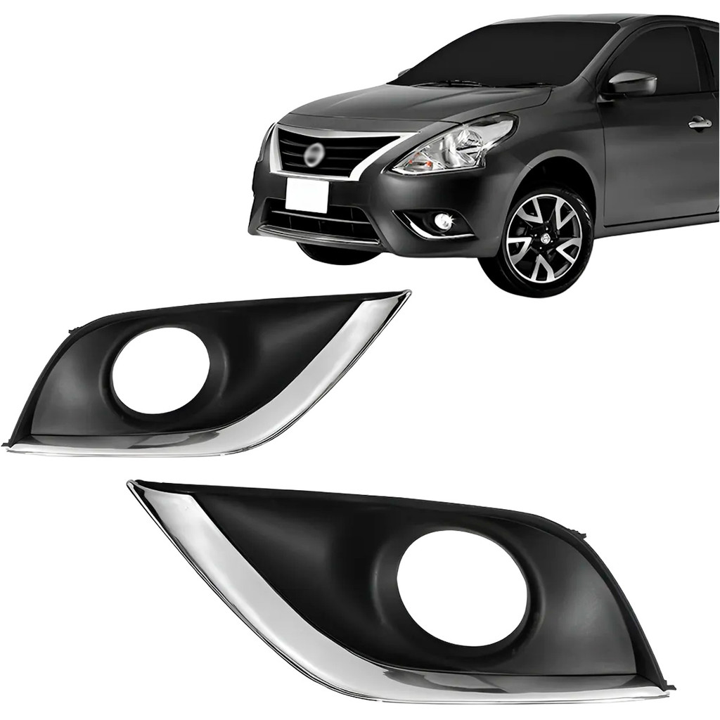 Grade Moldura Milha Versa 2015 2016 2017 2018 Cromado Com Furo em Oferta na Shopee