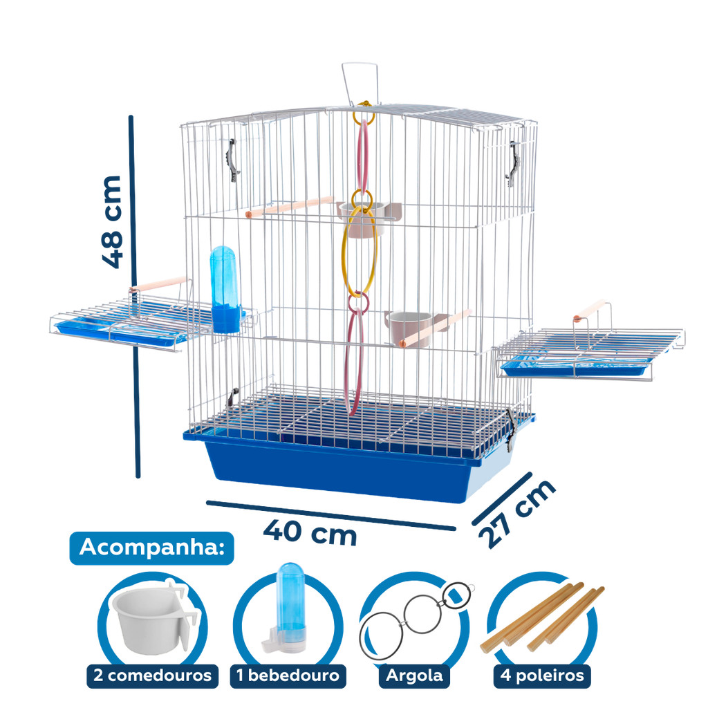 Gaiola Calopsita Mansa Acessórios Completa Para Pássaros  Aves A em Oferta na Shopee