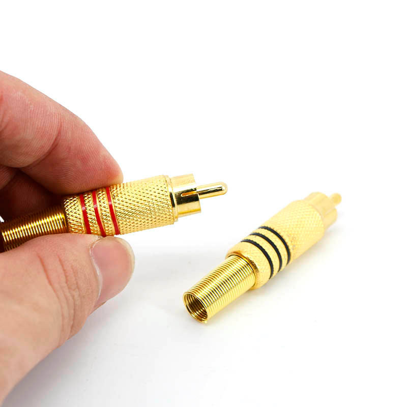 Banhado A Ouro RCA Fono Macho Plug Solda Adaptador De Cabo De Áudio E Vídeo Conector De Soldagem Ótimo Para Alto-Falante
