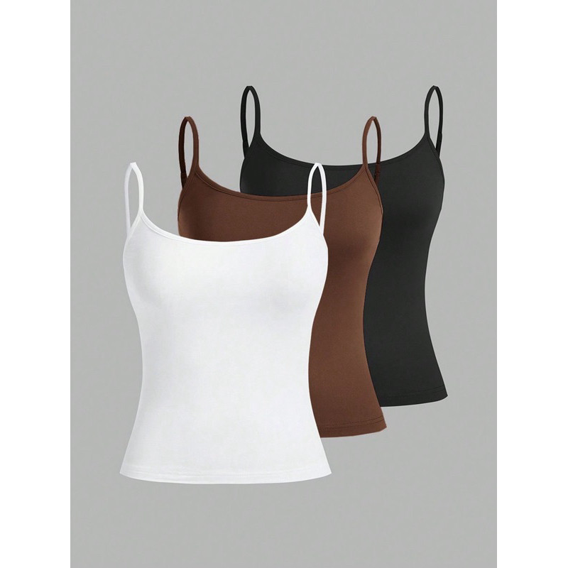 KIT 3 PEÇAS REGATA FEMININA ALÇA FINA  - CORES SORTIDAS em Oferta na Shopee