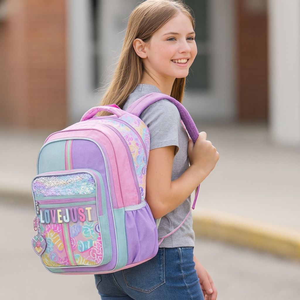 Mochila Escolar Juvenil Menina Adolescente 18" Resistente Espaçosa