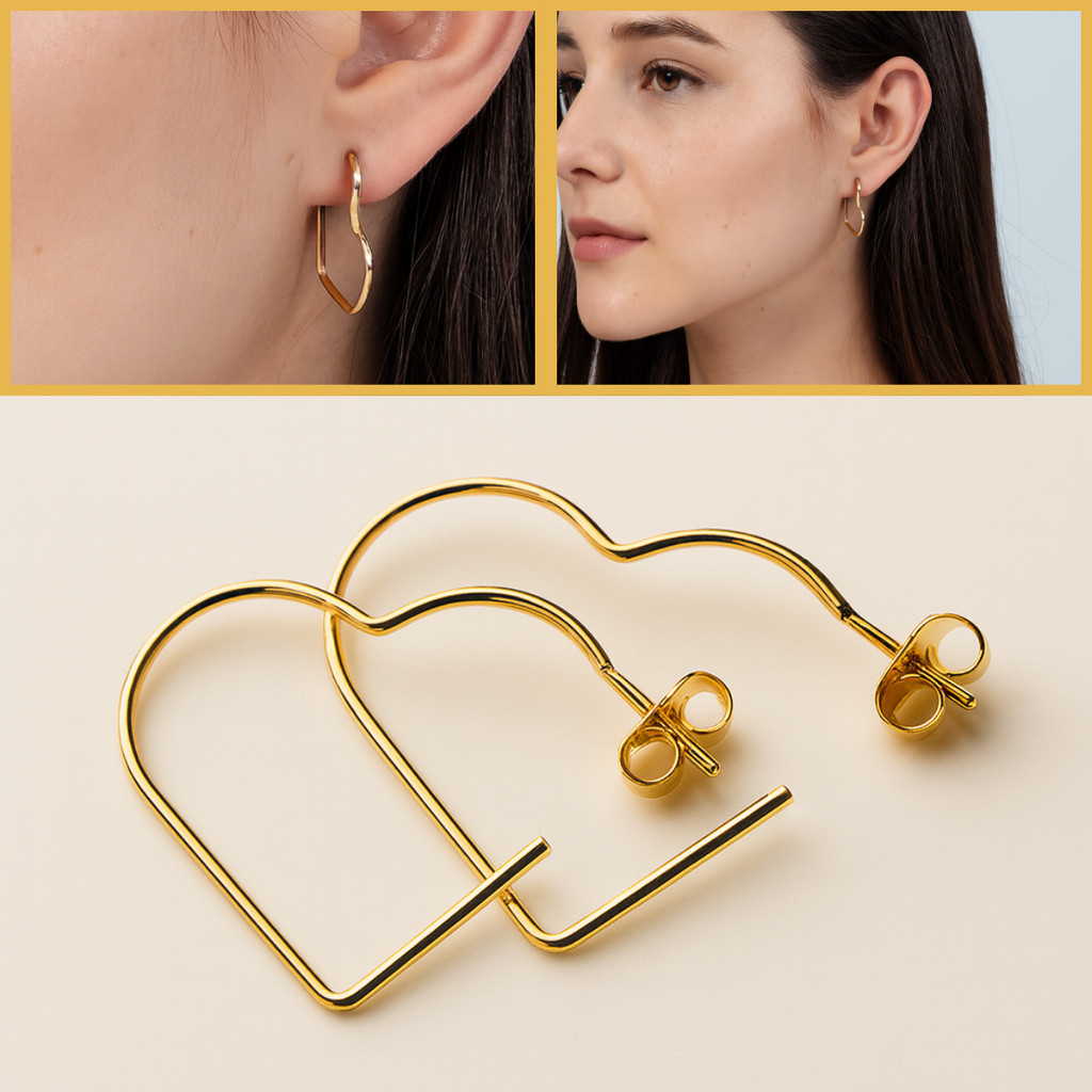 Brinco Argola Coração Liso Leve Folheado Ouro 18k Feminino Presentes dia das Maes, dia dos Namorados, Natal ,Aniversário