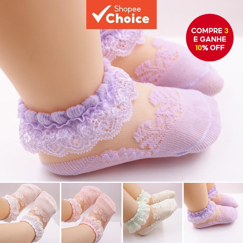 Meias Respiráveis De Renda Para Bebê , Botas Elásticas De Algodão Tornozelo De 0 A 5 Anos , Primavera E Verão