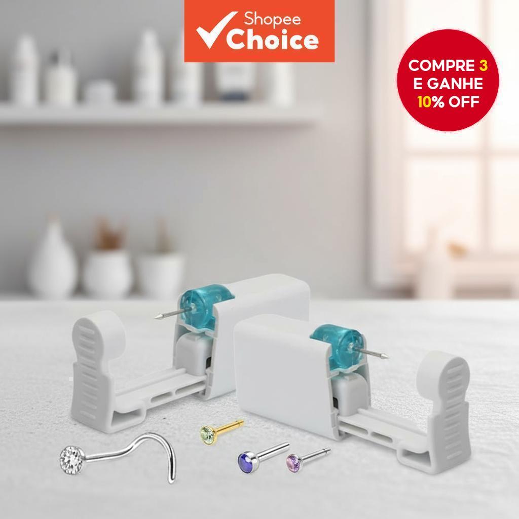  1 Peça Kit de Piercing de Nariz em Aço Inoxidável com Pistola de Perfuração Descartável para Uso Doméstico
