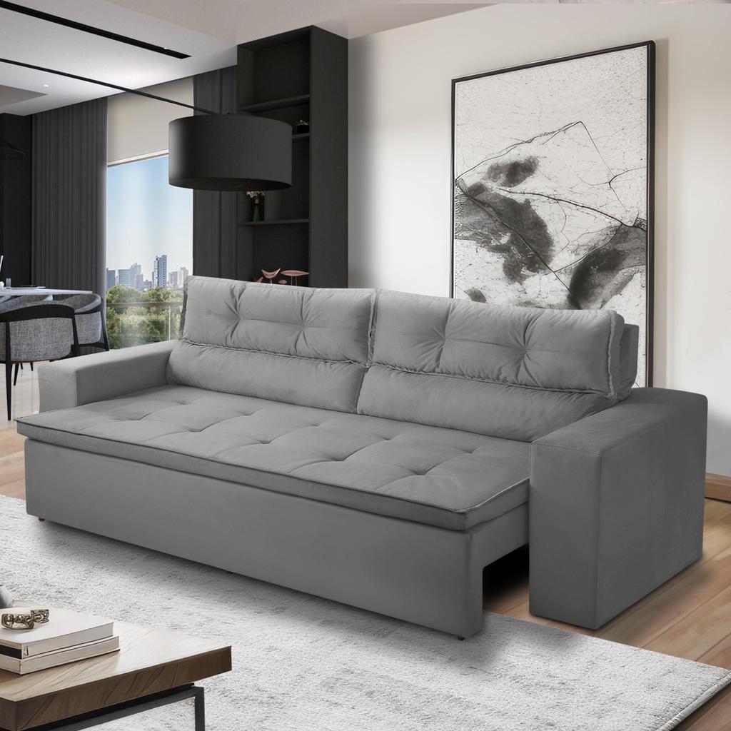 Sofá Retrátil Reclinável 3 lugares Molas 1,80m Vegas Suede em Oferta na Shopee