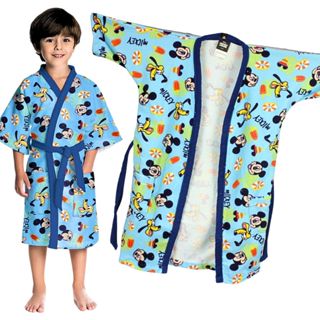 Roupão Infantil MIckey Aveludado Quimono Azul  Macio Secagem Rápida Original Lepper em Oferta na Shopee