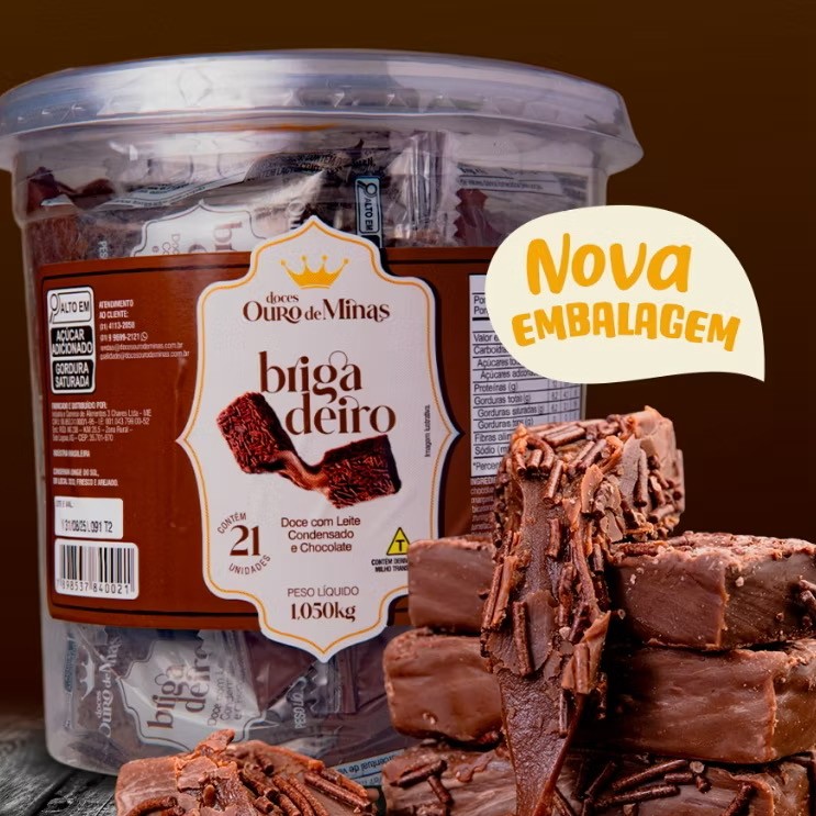 Doce Brigadeiro Ouro De Minas 50g Pote Com 21 Unidades em Oferta na Shopee
