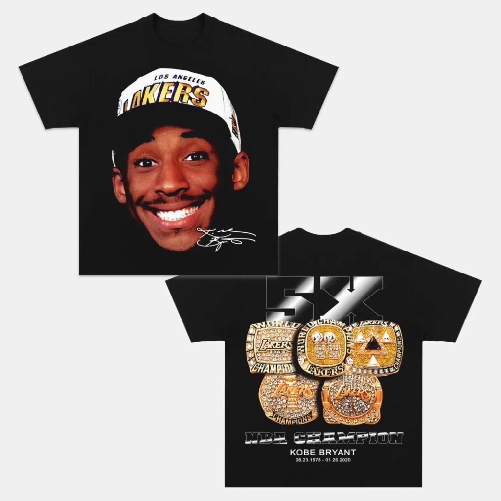 [Camiseta Premium em Algodão Puro]TT Camiseta Básica e Oversized Basquete Kobe Bryant Títulos History Streetwear Style