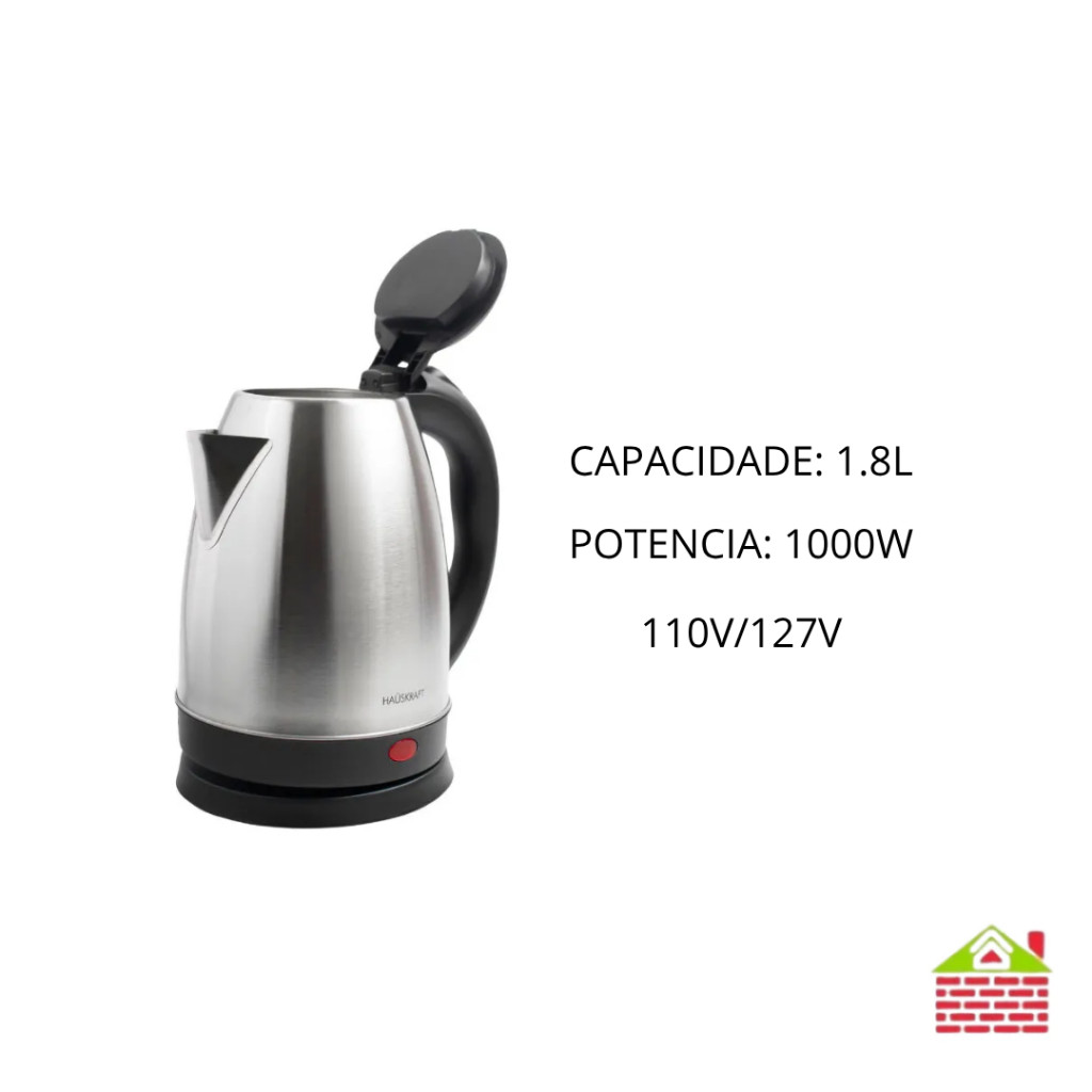 Jarra Elétrica Inox 1,8L 110V Chaleira Elétrica Automática Fervura Rápida Para Café e Chá