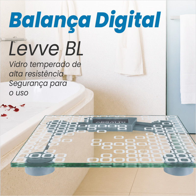 Balança Digital Transparente Balança Quadrada Para Corpo Balança de Vidro Até 180Kg Agratto — imagem 2 de 2