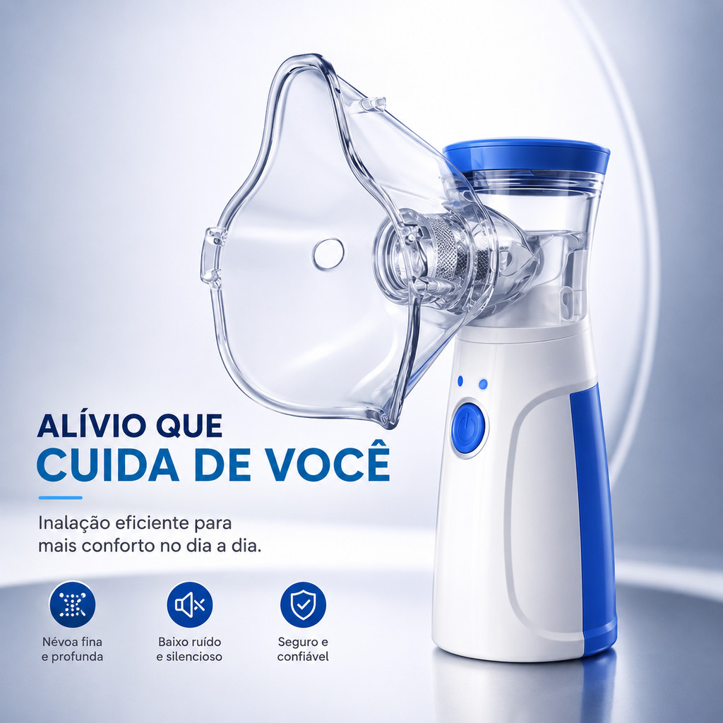 Inalador Nebulizador Mesh Portátil Silencioso Adulto E Infantil Aparelho Inalação Pilha USB