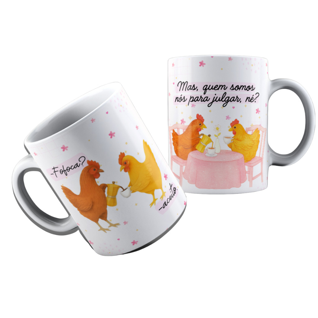 Caneca Galinha Fofoca Quem Somos Nós Julgar Porcelana Presente Engraçada Amiga Mug Personalizada