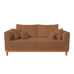 Sofá 3 Lugares Retro Sala de Estar Beny Linho Terracota Ilumini Deccor