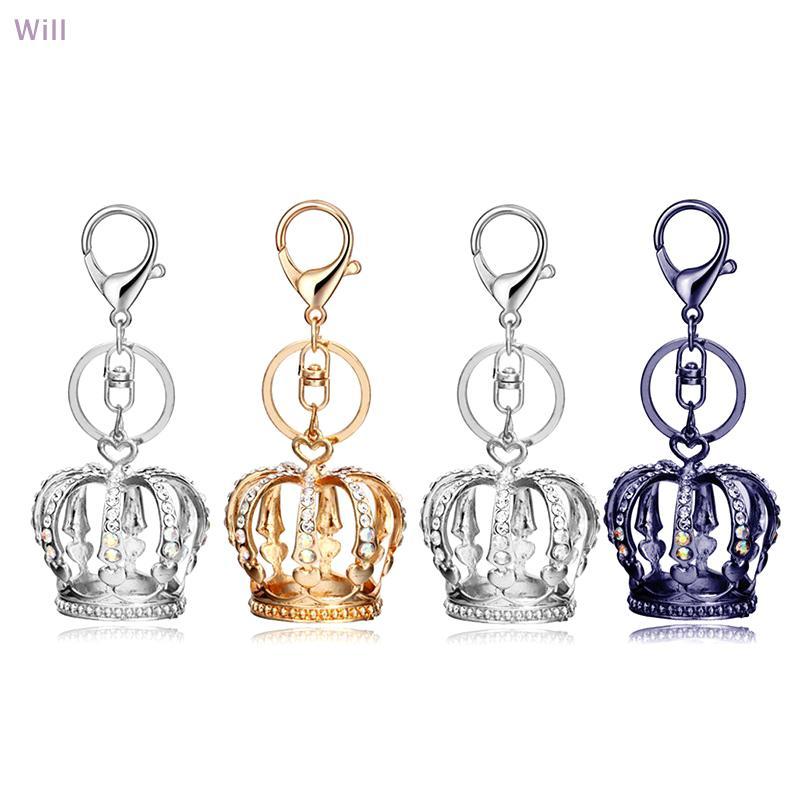 Moda Cristal Coroa Esmalte Metal Saco Pingente Chave Titular Chaveiro Para Carro Jóias Presente