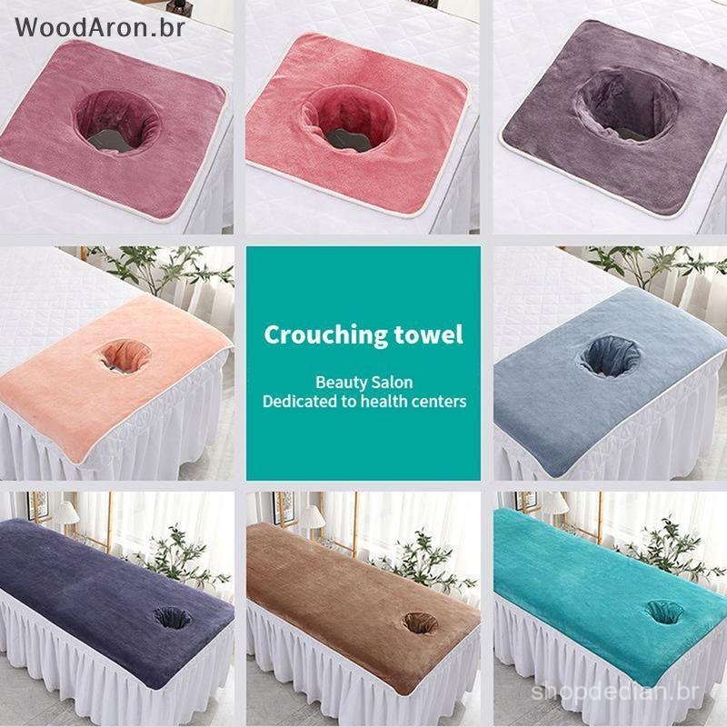 WoodAron 35 * 35cm Thiened Beauty SPA Mesa De Massagem Toalha De Rosto Com Buraco Cama br