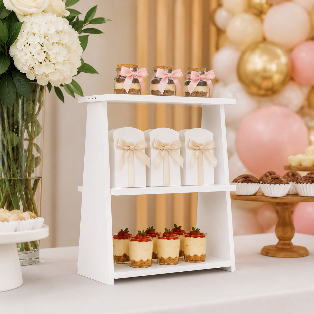 Suporte doces e lembrancinhas Escada Decorativa MDF Branco Festa Aniversário Mesa Provençal Infantil