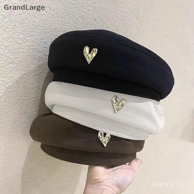 [GrandLarge] Boinas Femininas De Algodão Chapéus De Inverno Vintage Francês Xadrez Boné Pintor Chapéu Outono Rua Octogon
