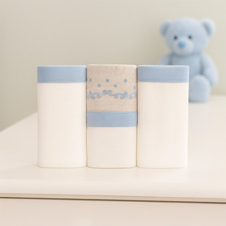 Kit Fralda Minasrey Loupiot Bordado Ramos Poá Azul - 3 Peças em Oferta na Shopee