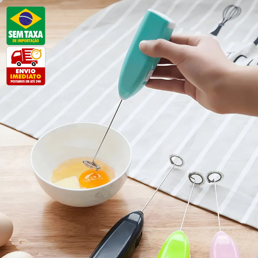 Batedor Mixer Portátil Plástico Batedor de Café Leite e Achocolatado Prático