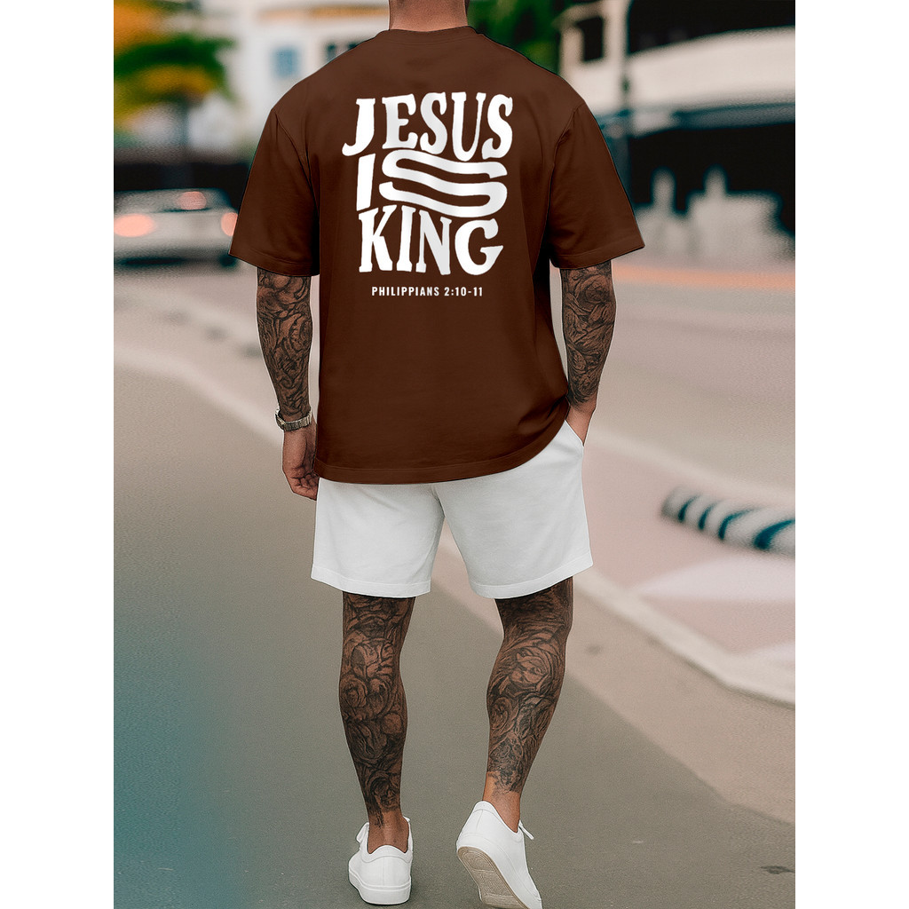 Kit conjunto Camiseta Oversized e Short Tactel Masculino Streetwear Jesus Is King Camisa Algodão Premium 26.1
