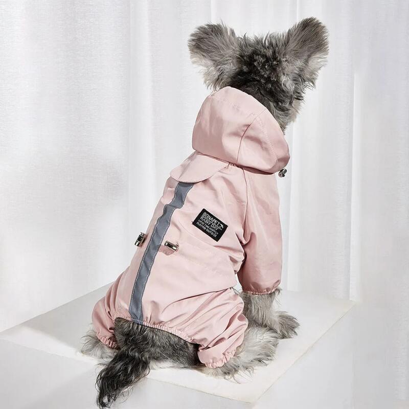 Roupa Impermeável para Cães, Capa de Chuva Refletiva para Cães, Jaqueta de Poliéster Macia e Impermeável
