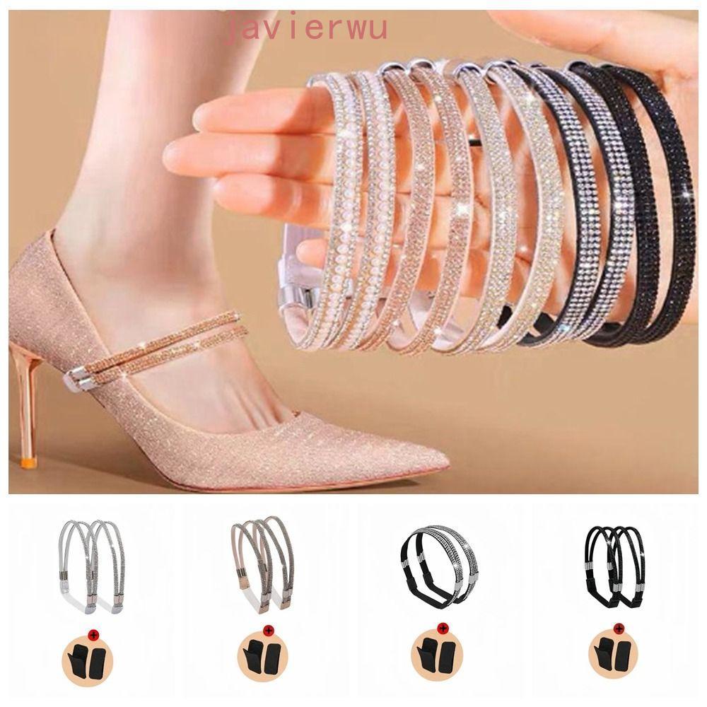 AJAVIERWU Correias De Fixação Elásticas , Alça Fixa Triangular Removível , Tiras Antiderrapantes , Cadarços De Salto Alt