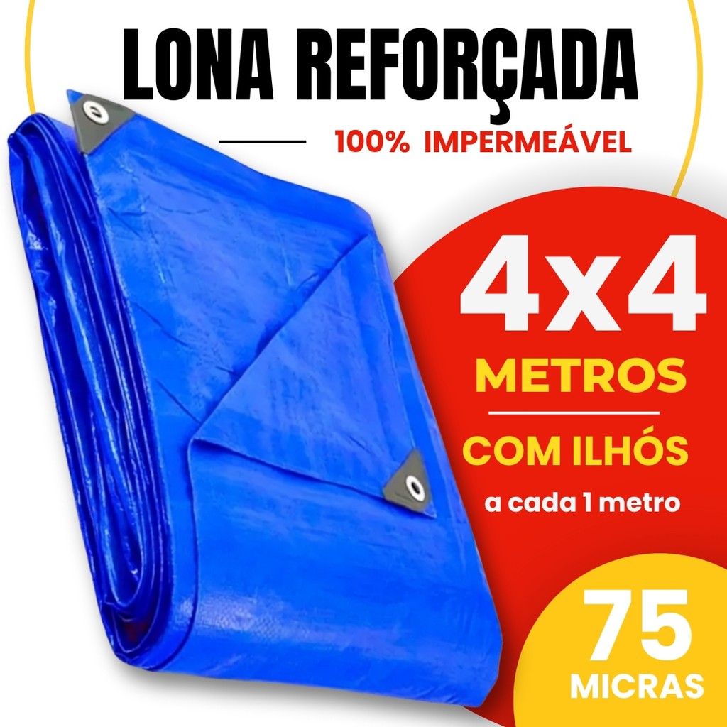 Lona Leve Azul Impermeável Reforçada Plástica para cobertura 2x2 3x2 3x3 4x3 4x4 5x3 5x4 5x5 6x3 6x