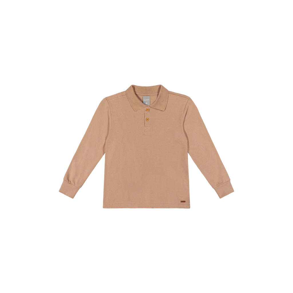 Detalhes do Camisa Polo Infantil Menino Manga Longa Colorittá Marrom